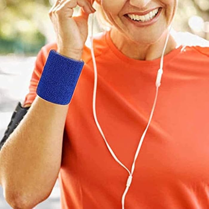 SUPRO Men & Women Head & Wrist Band, Sports Headbands for Men, Workout Accessories, Sweat Band, Sweat Wicking Head & Wrist Band Sweatbands for Running Gym, Unisex Hair Band Blue Color 1 Pair - Image 3